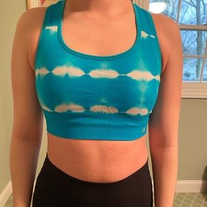 Turquoise tie dye Champion sports bra